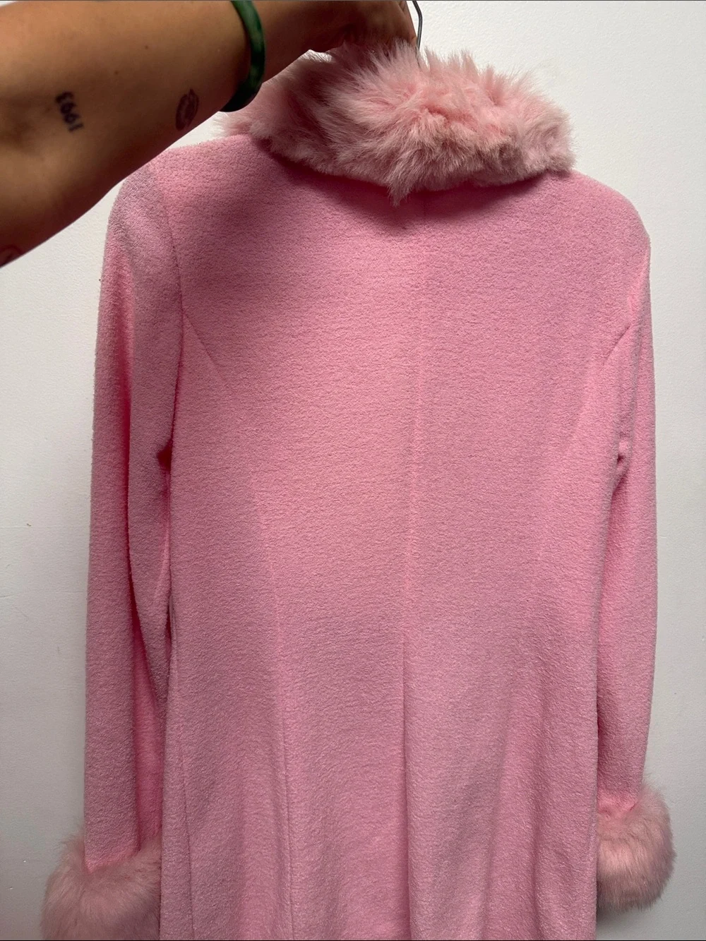 Pink Faux Fur Trim Coat - Picture 5 of 6